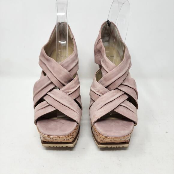 Lisa for Donald J. Pliner Platform Wedge Sameh Leather Back Zip Women Mauve 8.5M - Picture 3 of 15